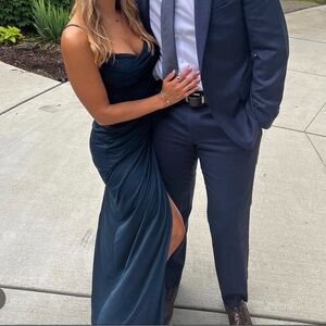 Azazie Deep Blue Maxi Dress